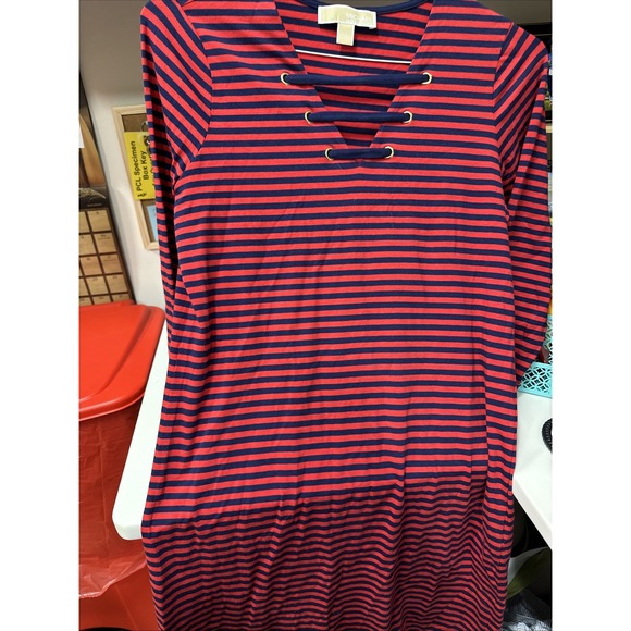 Michael Kors Shift Dress Casual Red & Blue Striped Sz‎ XS Perfect Condition - Picture 1 of 7